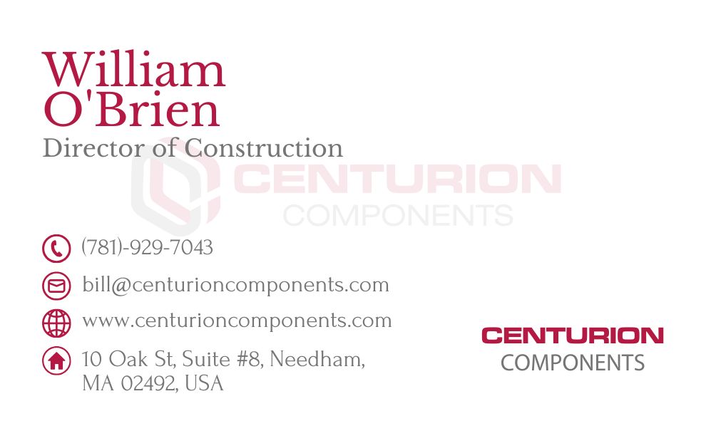 William O'Brien - Director of Construction at Centurion Components. Over 15 years of experience in construction estimation and project planning.